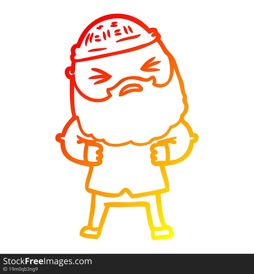 warm gradient line drawing of a cartoon man with beard