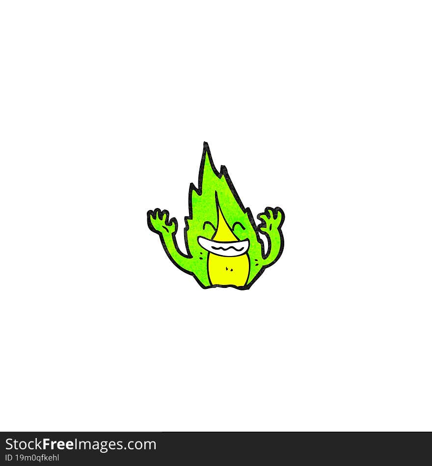 cartoon green flame