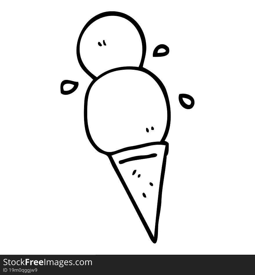 black and white cartoon ice cream cone