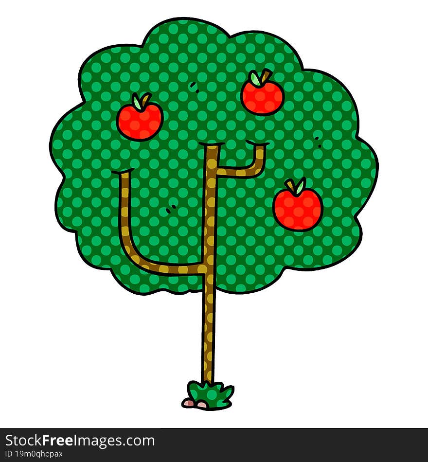 Quirky Comic Book Style Cartoon Tree