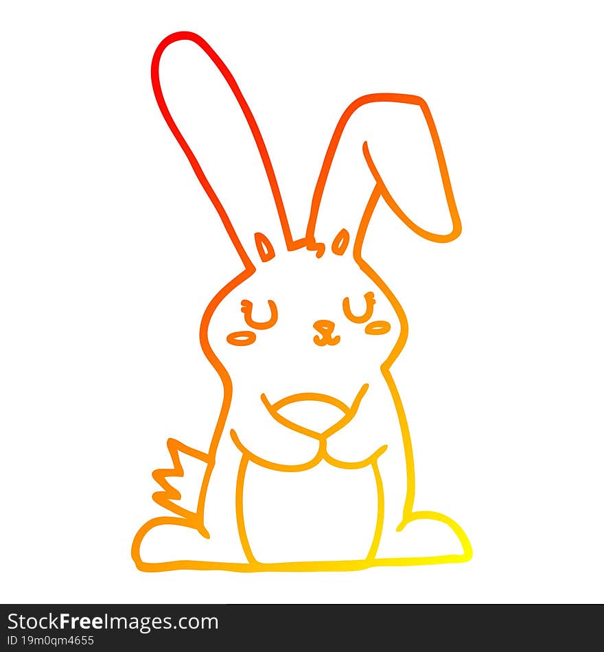 warm gradient line drawing of a cartoon rabbit