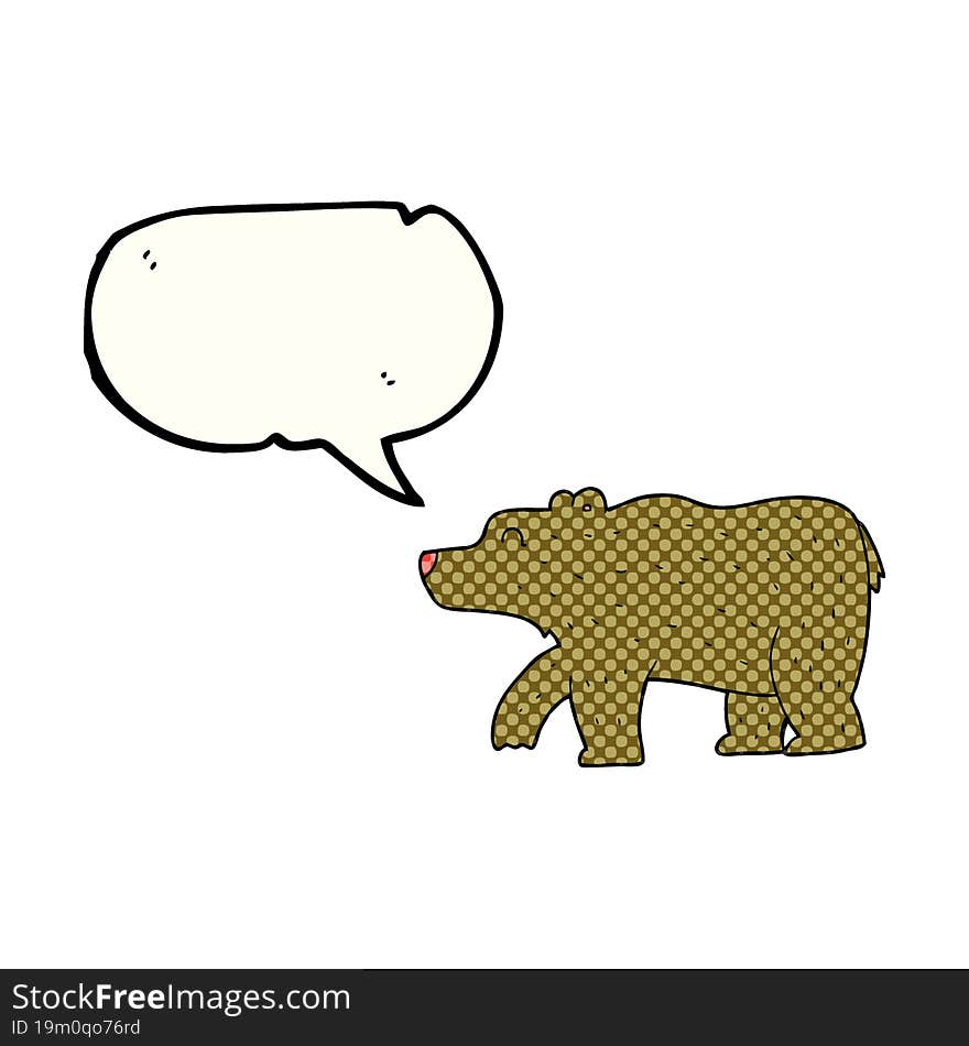 freehand drawn comic book speech bubble cartoon bear