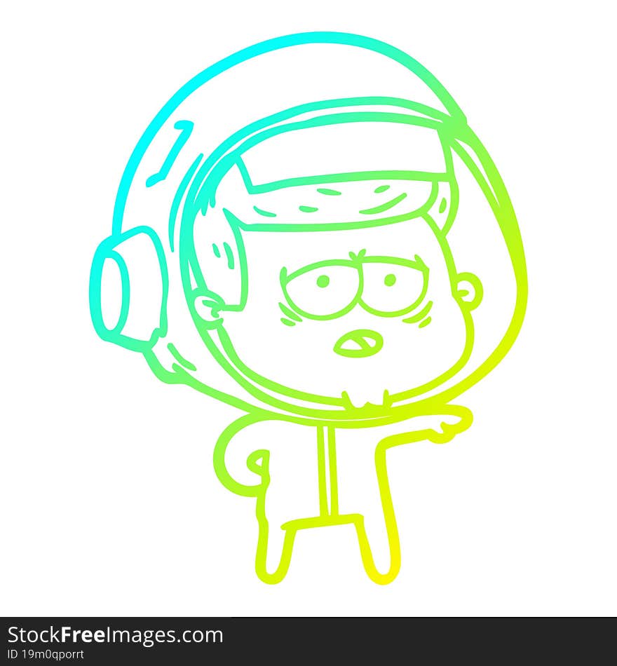 cold gradient line drawing cartoon tired astronaut