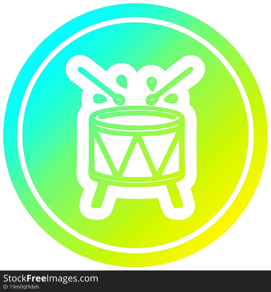 beating drum circular icon with cool gradient finish. beating drum circular icon with cool gradient finish