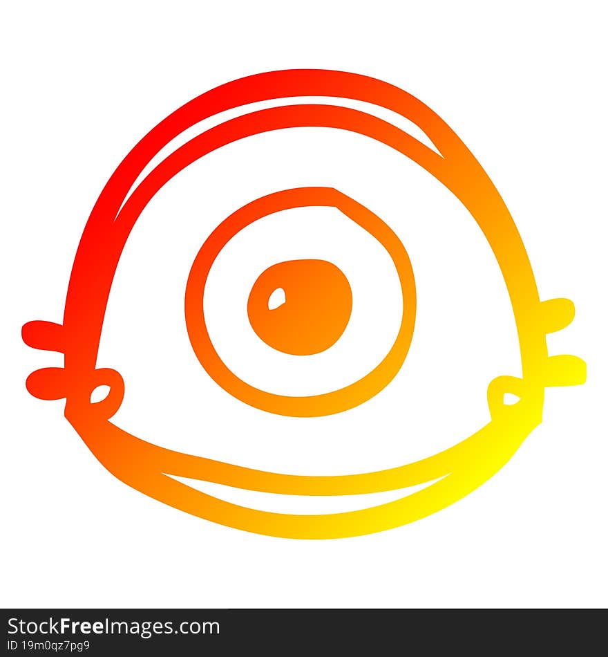 warm gradient line drawing of a cartoon blue eye