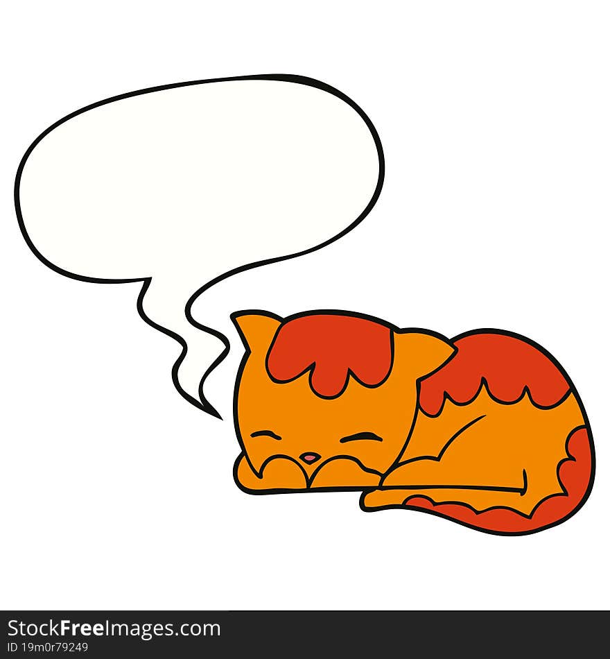 cartoon cat sleeping and speech bubble