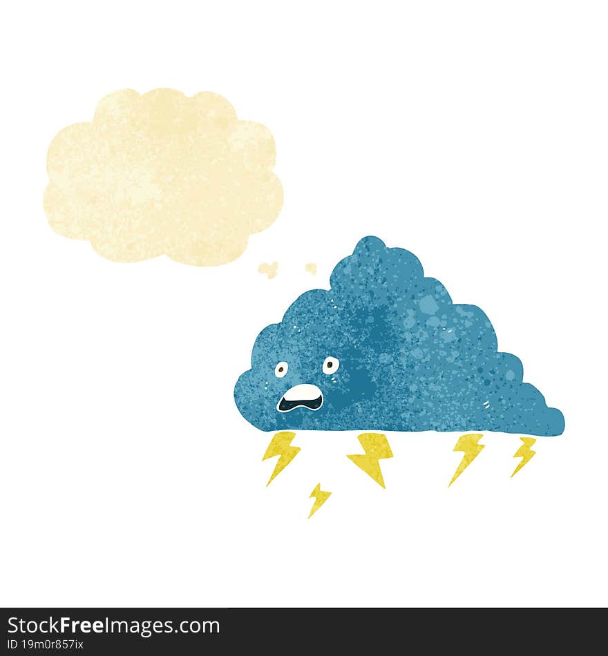 Cartoon Thundercloud With Thought Bubble