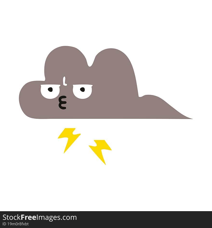 flat color retro cartoon storm cloud