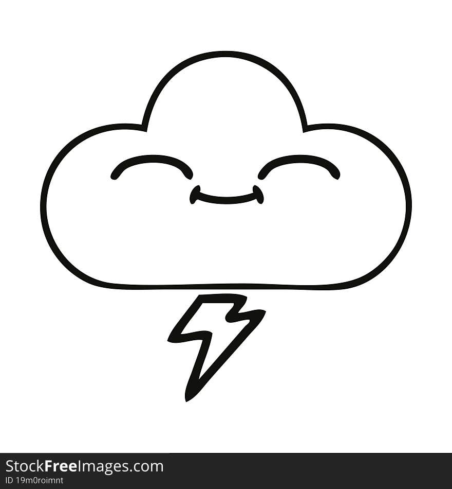 line drawing cartoon thunder cloud