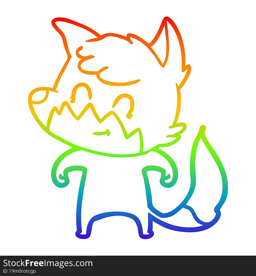 rainbow gradient line drawing cartoon friendly fox