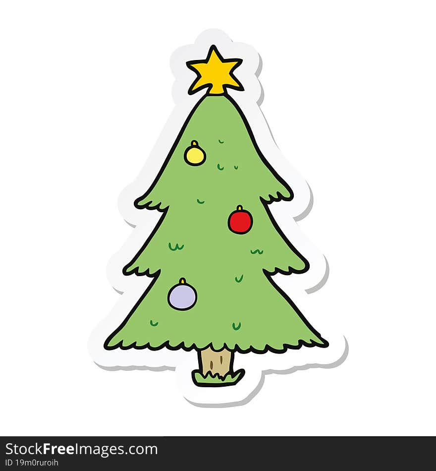 Sticker Of A Cartoon Christmas Tree