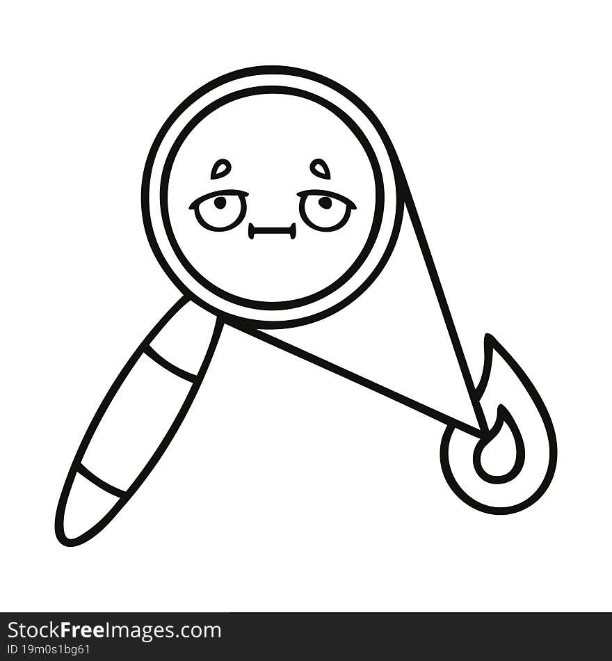 line drawing cartoon magnifying glass