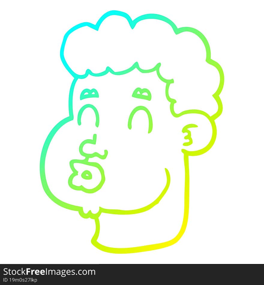 Cold Gradient Line Drawing Cartoon Male Face