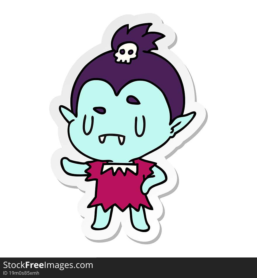 Sticker Cartoon Kawaii Of Cute Vampire Girl