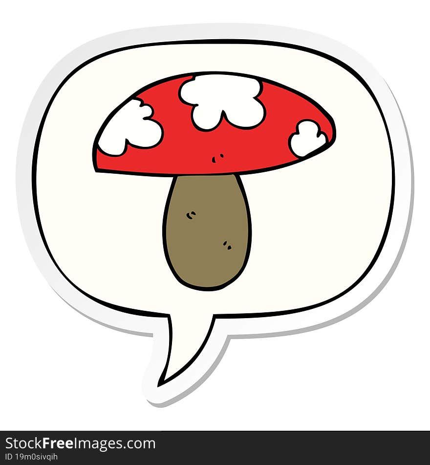 cartoon mushroom and speech bubble sticker