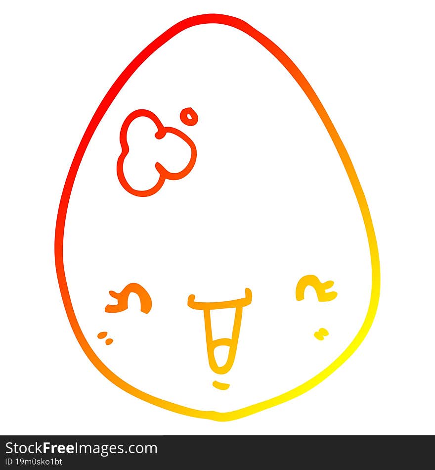 warm gradient line drawing of a cartoon egg