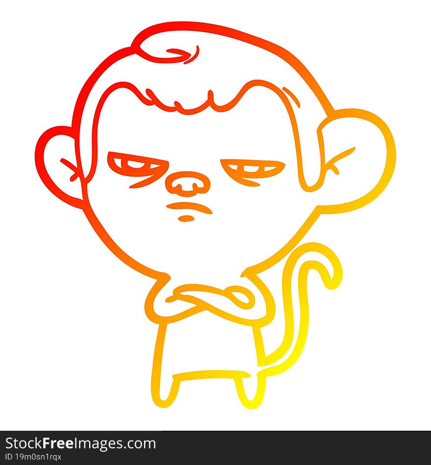 warm gradient line drawing cartoon monkey