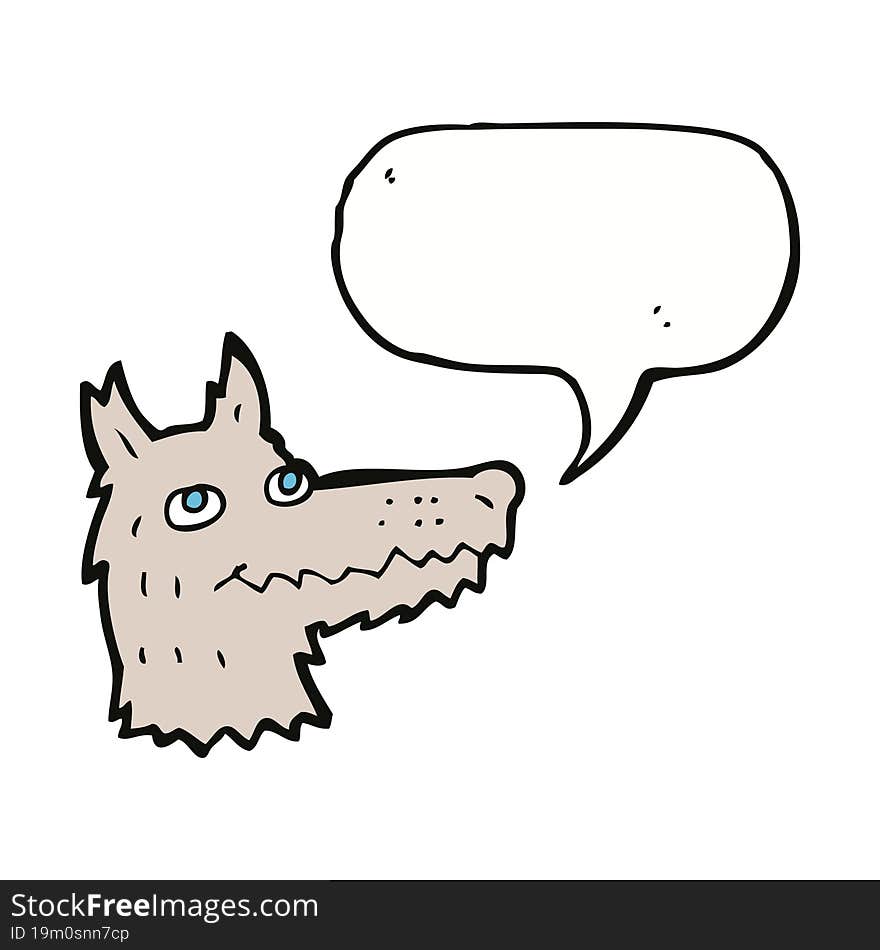 Cartoon Wolf Head With Speech Bubble