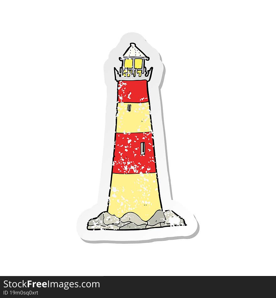 retro distressed sticker of a cartoon light house