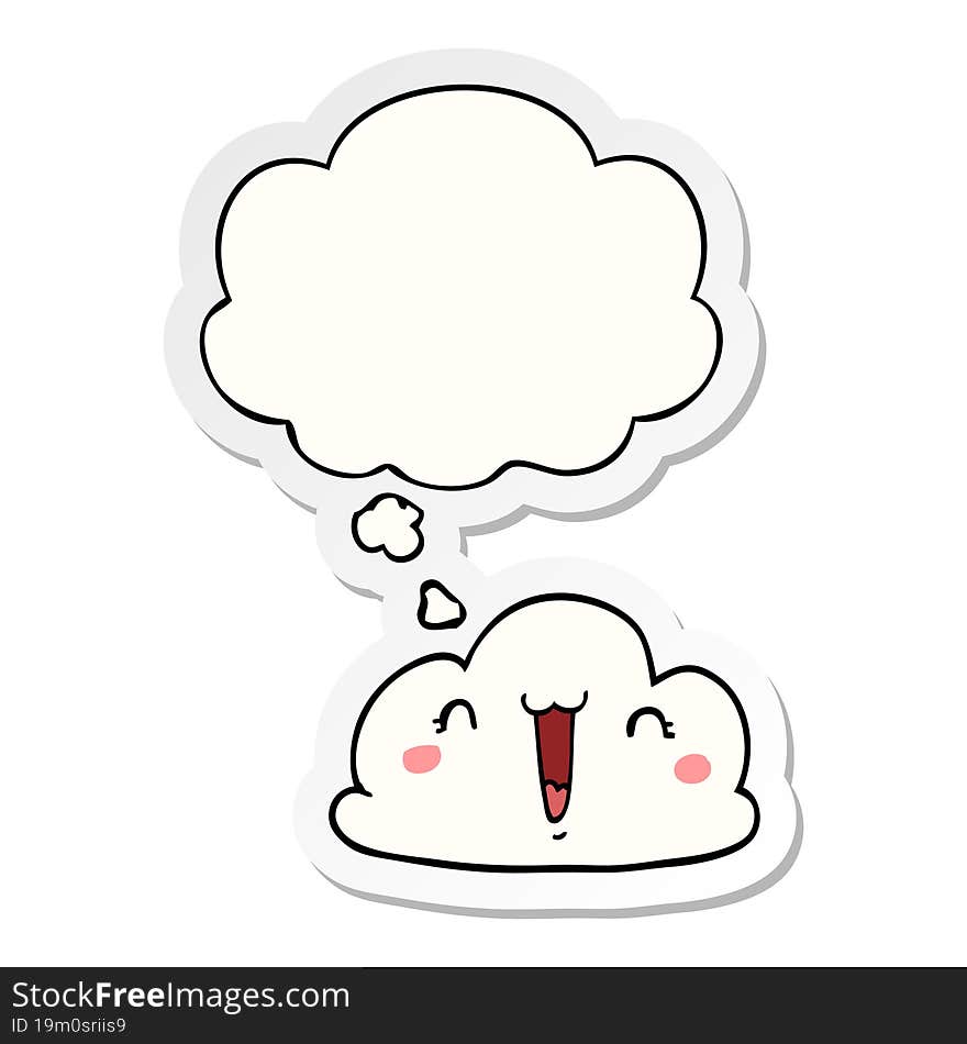 Cute Cartoon Cloud And Thought Bubble As A Printed Sticker