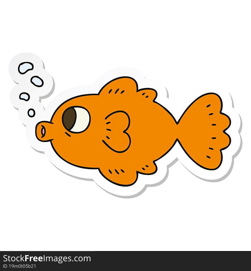 sticker of a quirky hand drawn cartoon fish