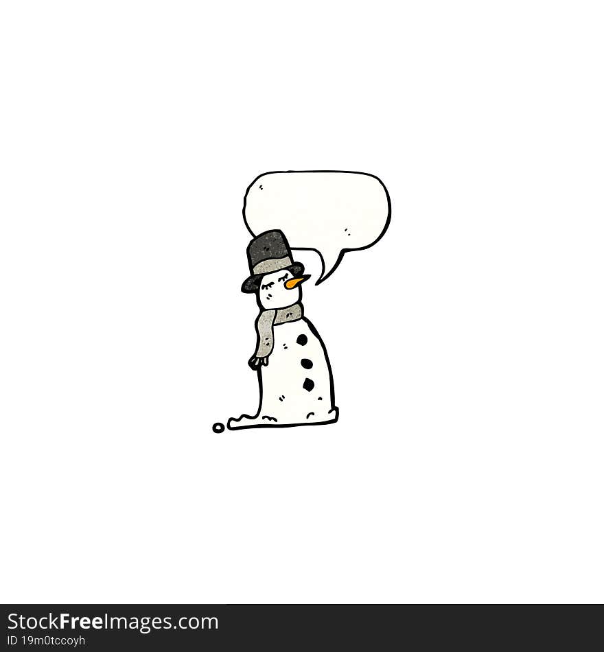 Cartoon Snowman With Speech Bubble