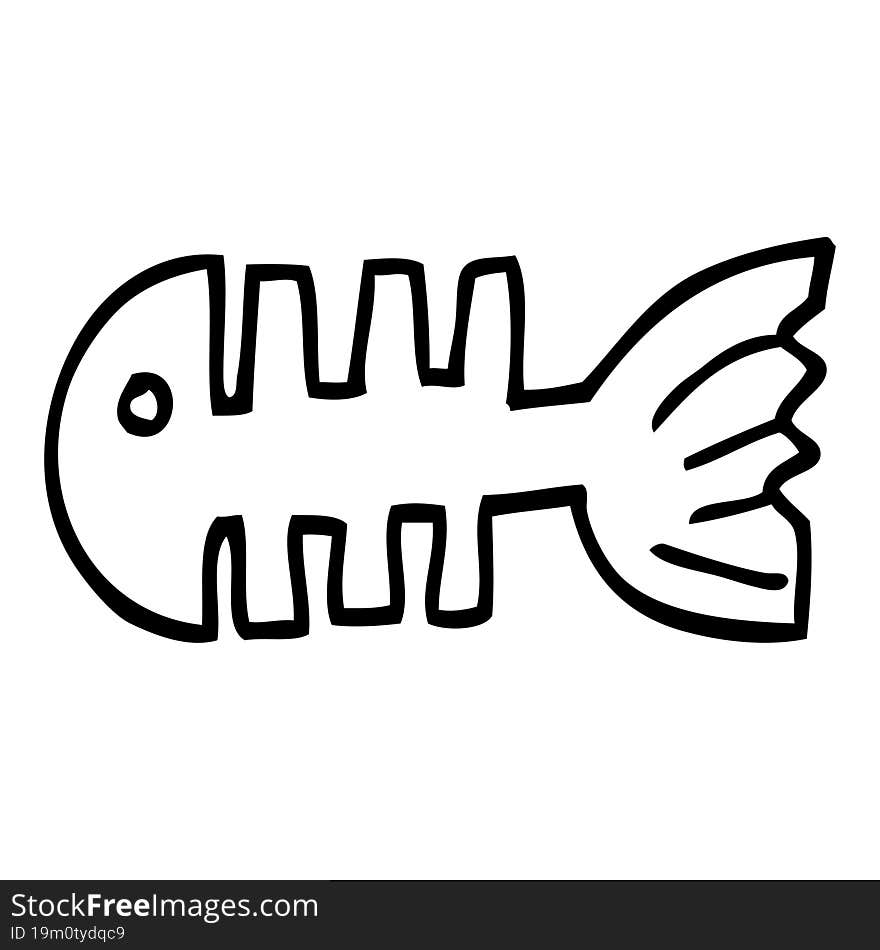 line drawing cartoon fish bones