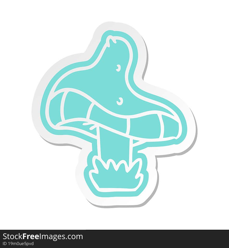 cartoon sticker of a single mushroom