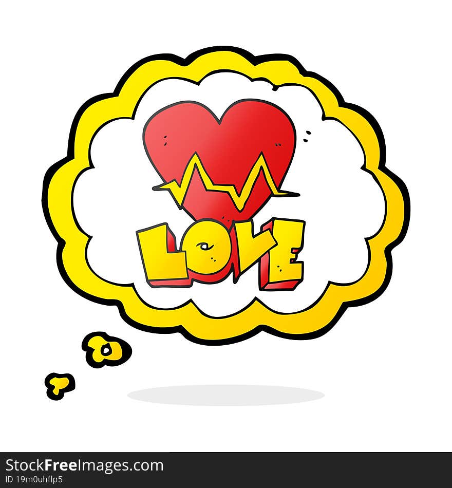 freehand drawn thought bubble cartoon heart rate pulse love symbol