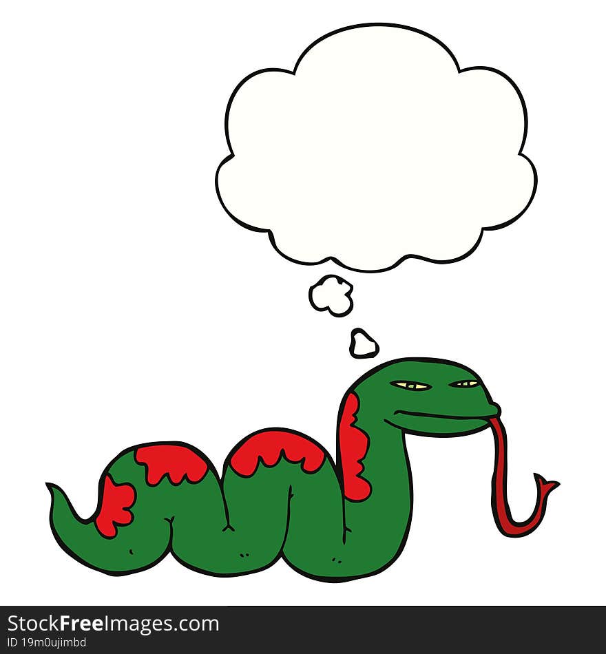 cartoon slithering snake and thought bubble