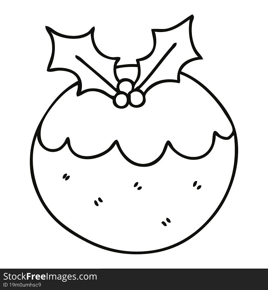 Quirky Line Drawing Cartoon Christmas Pudding