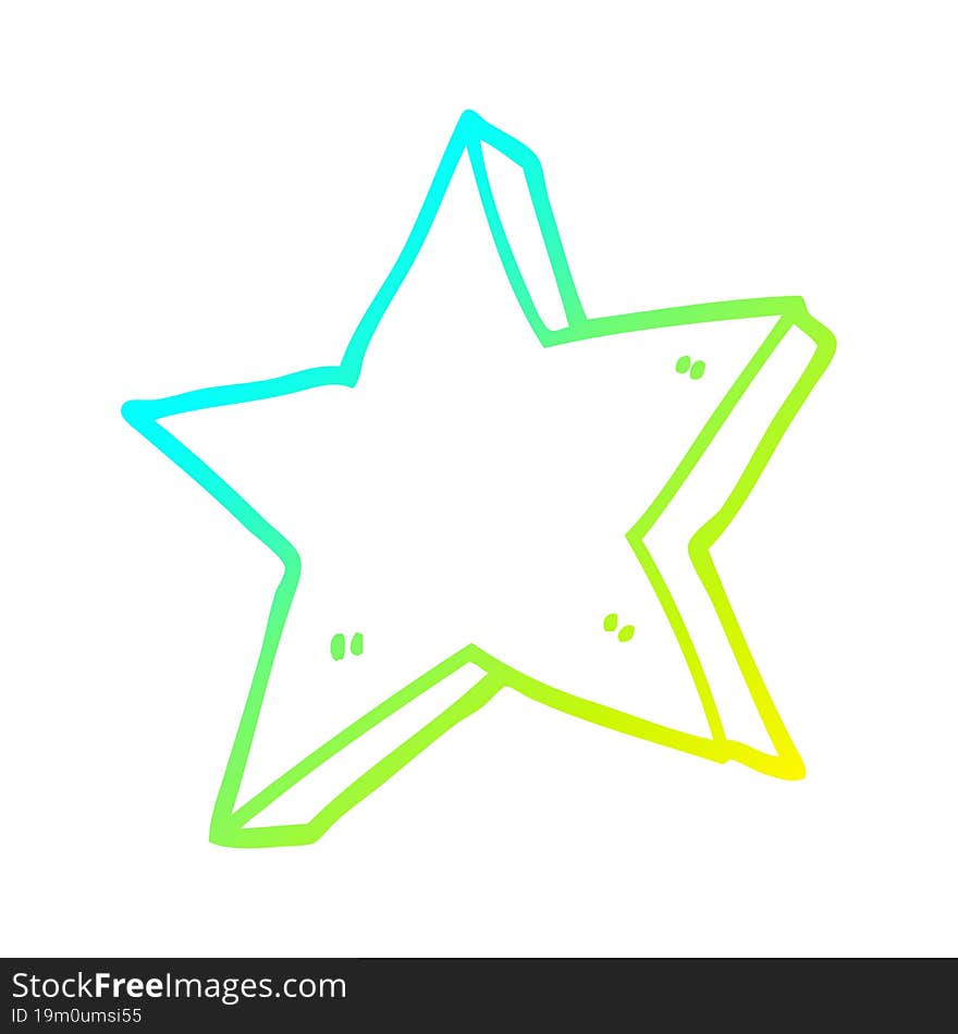 Cold Gradient Line Drawing Cartoon Star