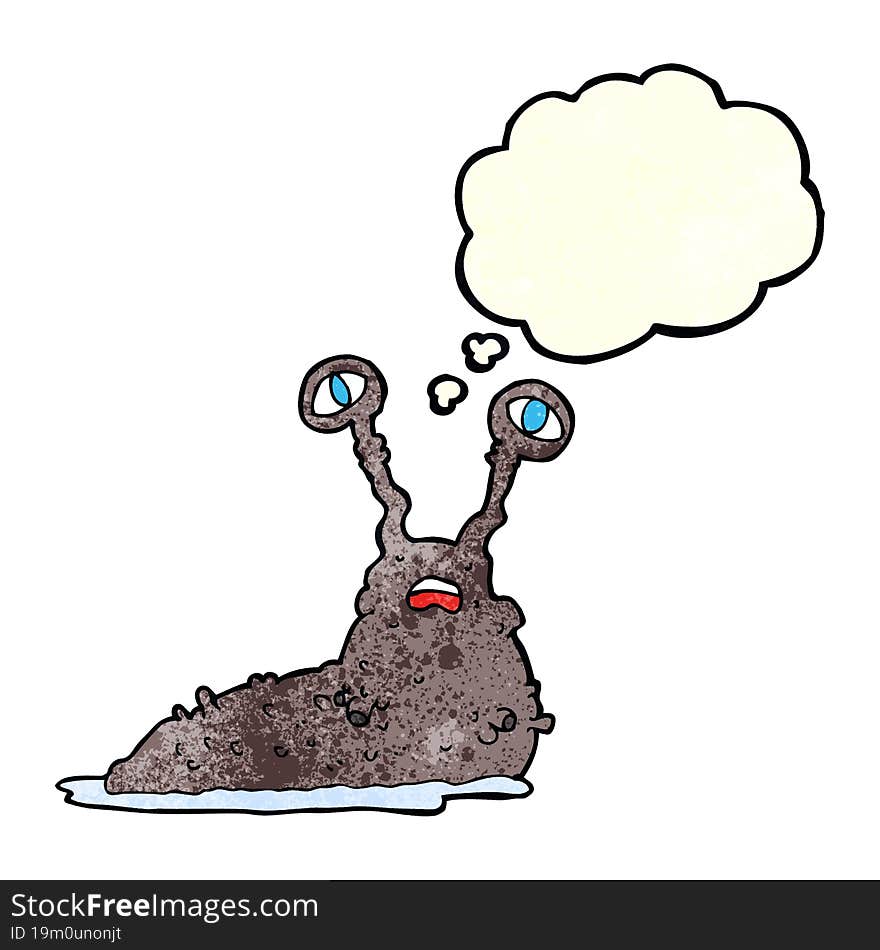 cartoon gross slug with thought bubble