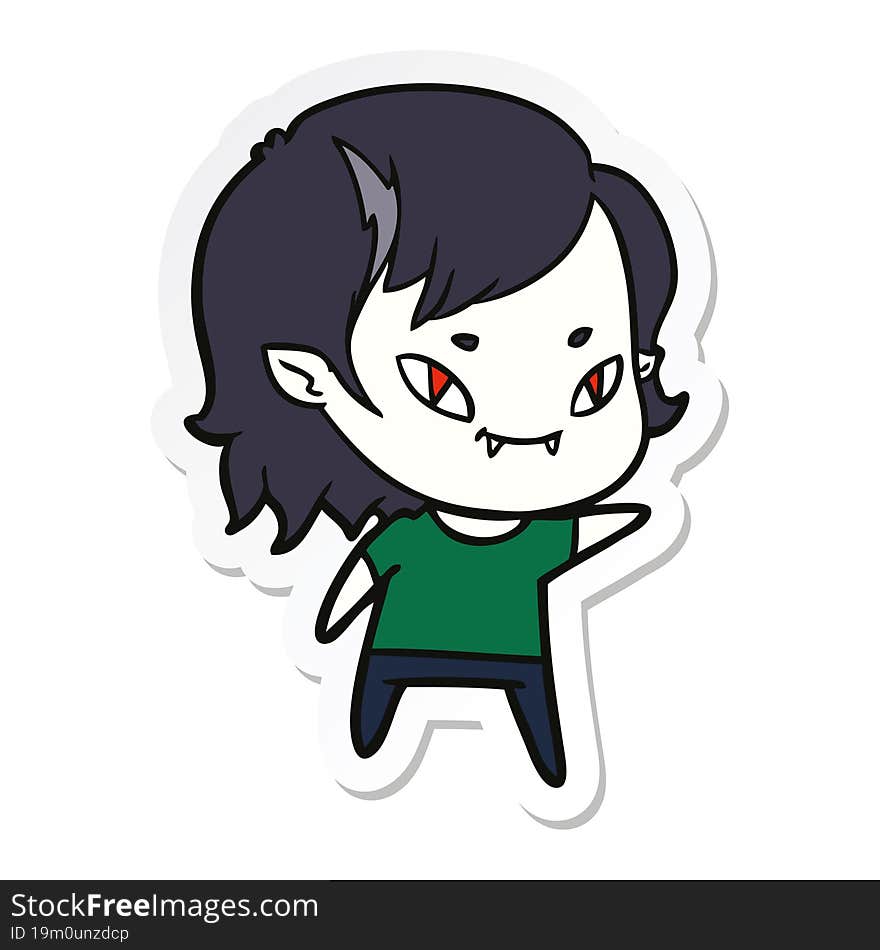 sticker of a cartoon friendly vampire girl