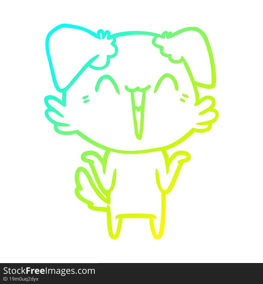 cold gradient line drawing happy little dog cartoon