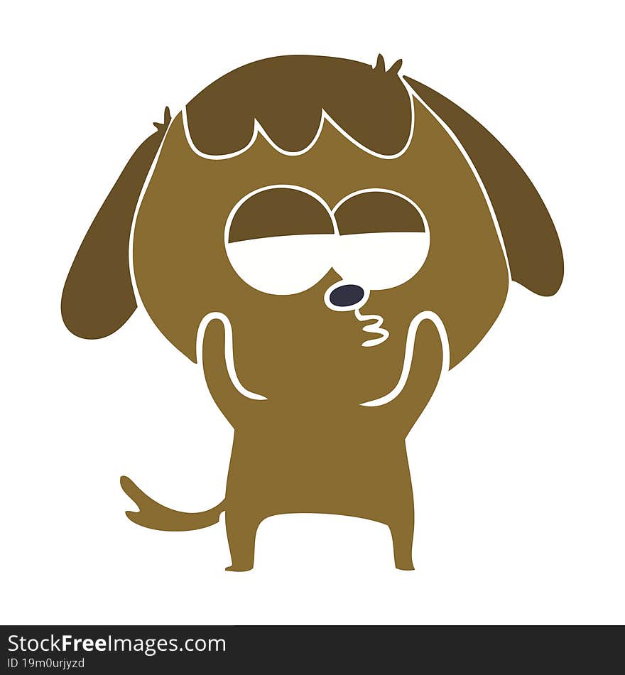 Flat Color Style Cartoon Bored Dog