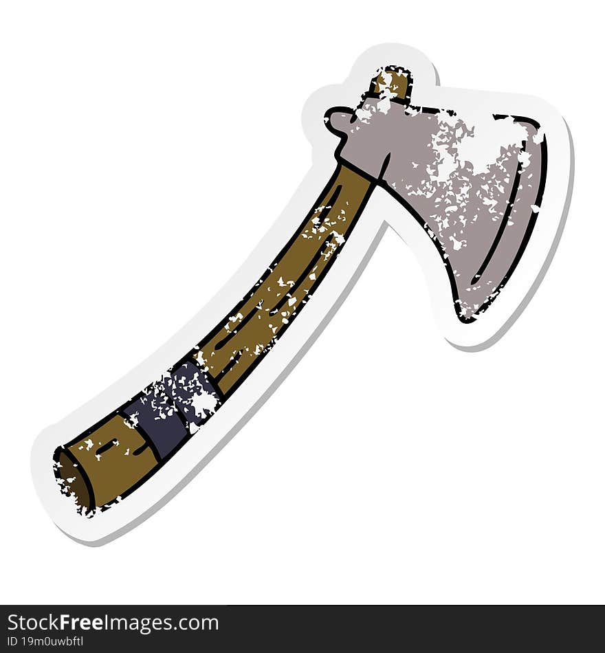 distressed sticker cartoon doodle of a garden axe