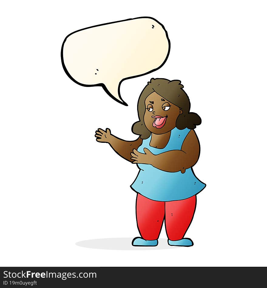 Cartoon Woman Singing With Speech Bubble