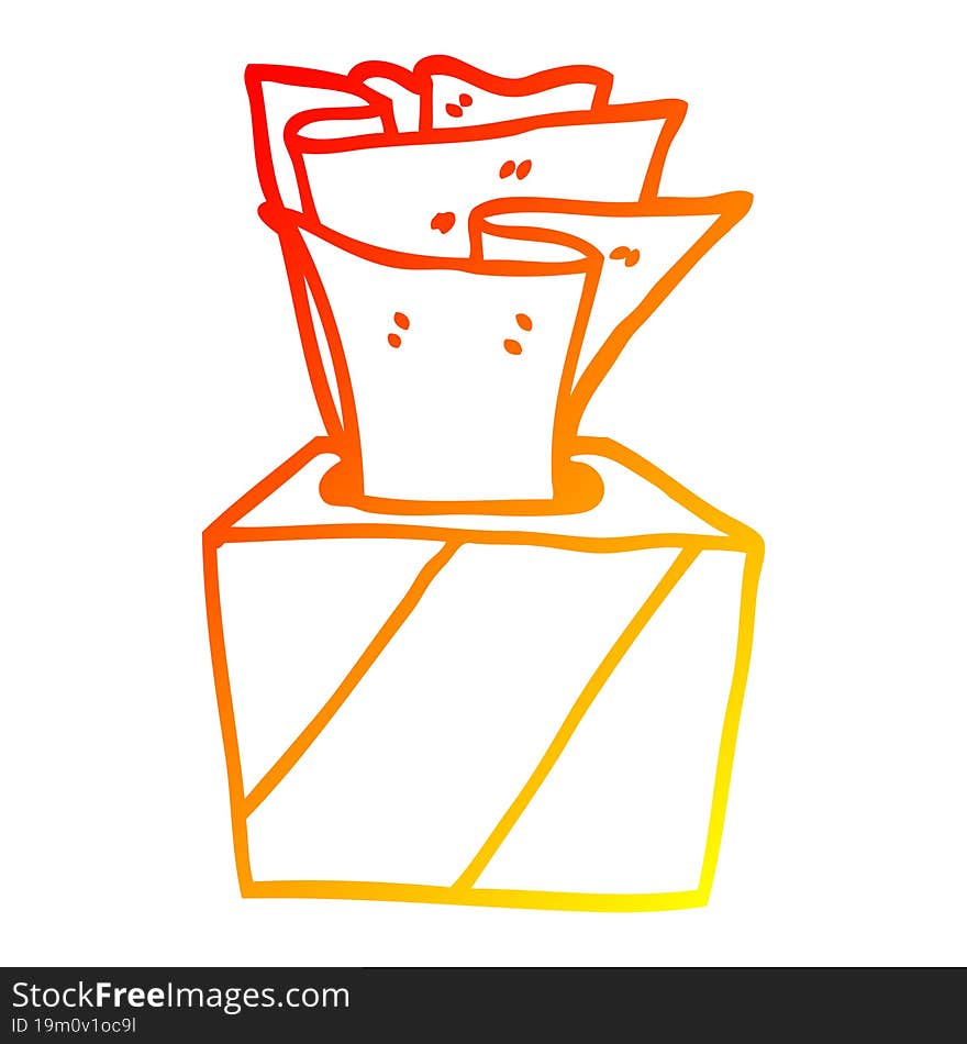 warm gradient line drawing cartoon box of tissues