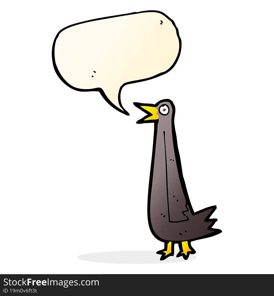 funny cartoon bird with speech bubble