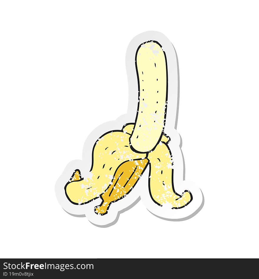 retro distressed sticker of a cartoon banana