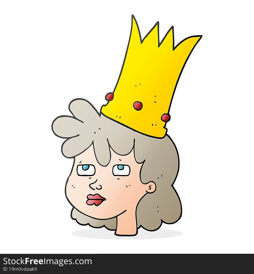 freehand drawn cartoon queen with crown