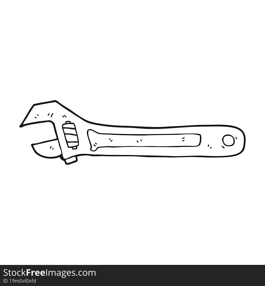 Black And White Cartoon Spanner