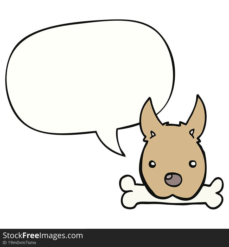 cartoon dog and bone and speech bubble