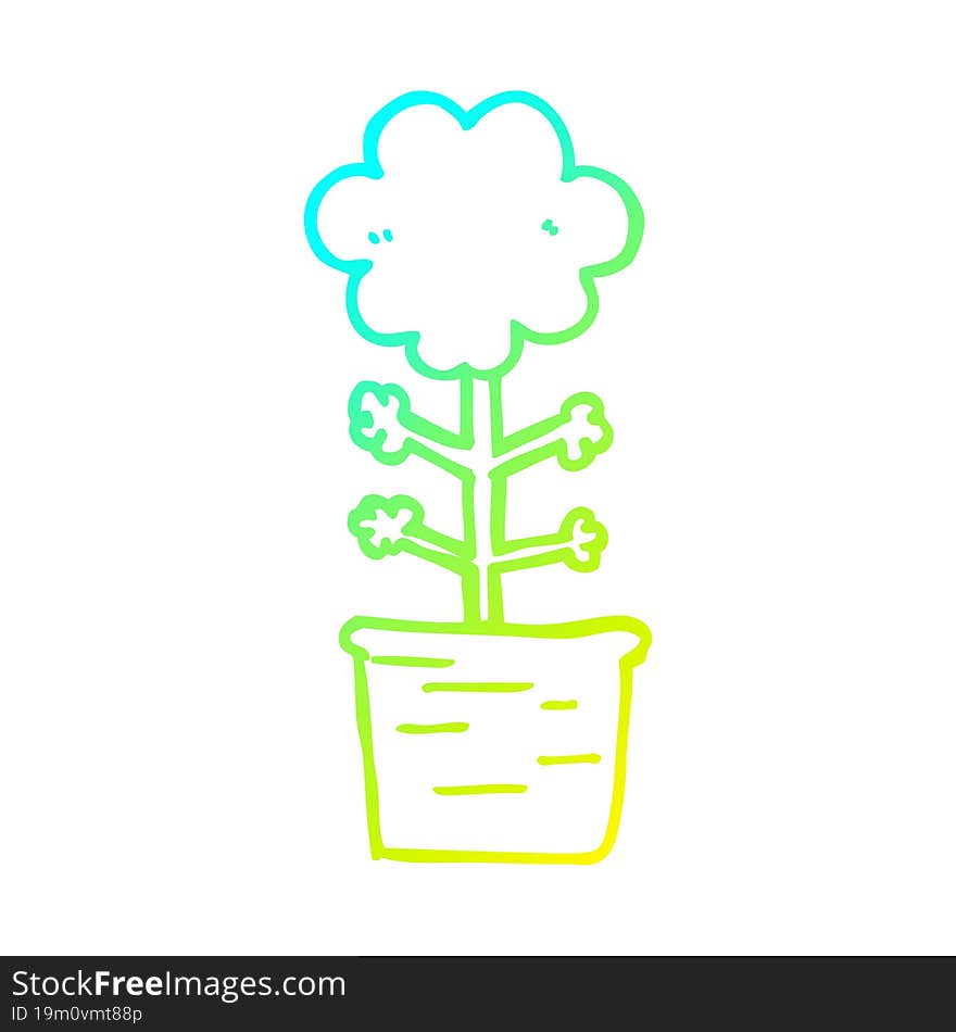 cold gradient line drawing cute cartoon flower