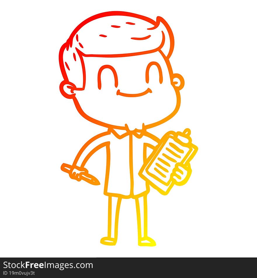 warm gradient line drawing cartoon friendly man