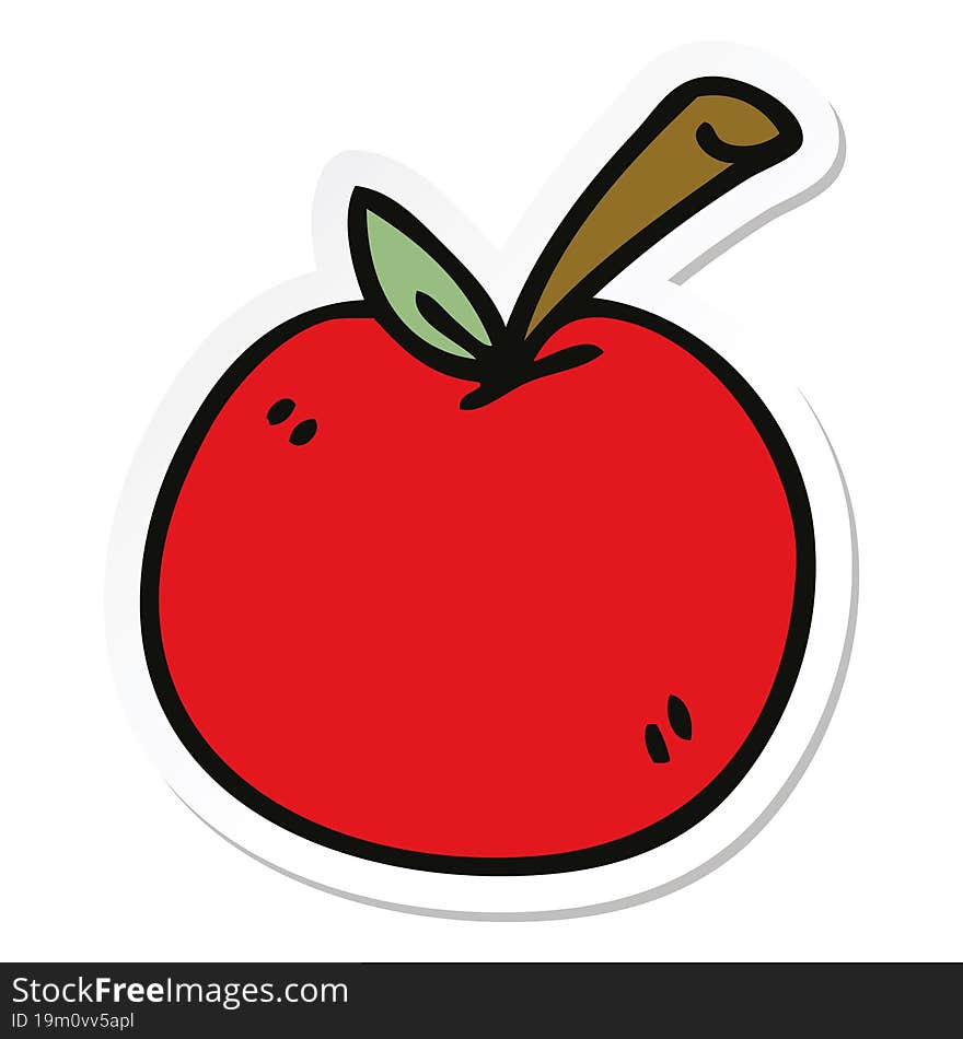 Sticker Of A Quirky Hand Drawn Cartoon Apple