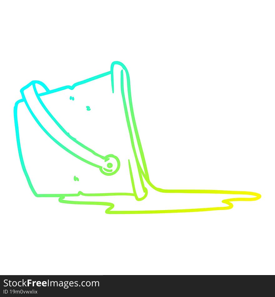 Cold Gradient Line Drawing Cartoon Spilled Bucket Of Water