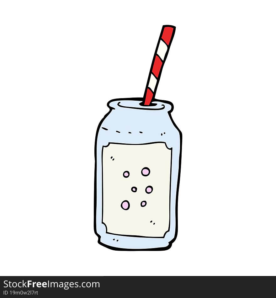 Cartoon Fizzy Drink And Straw