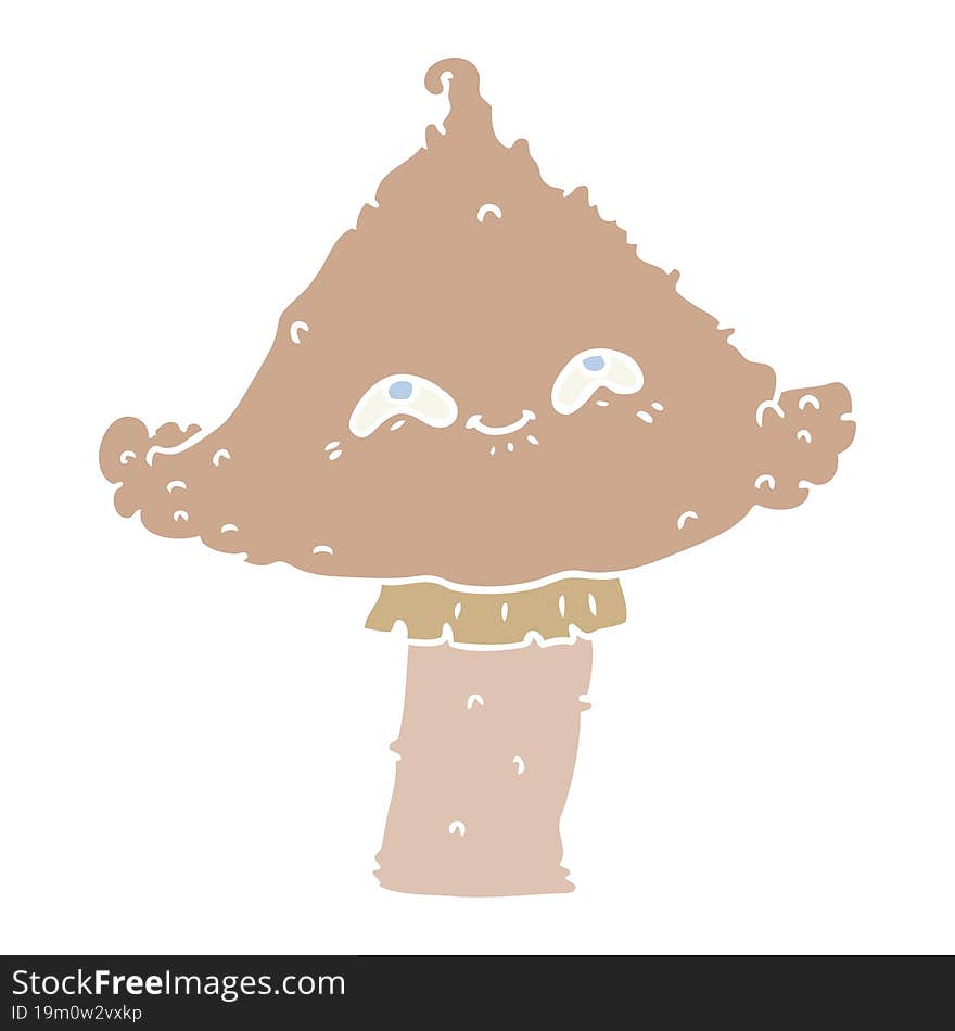 flat color style cartoon mushroom with face